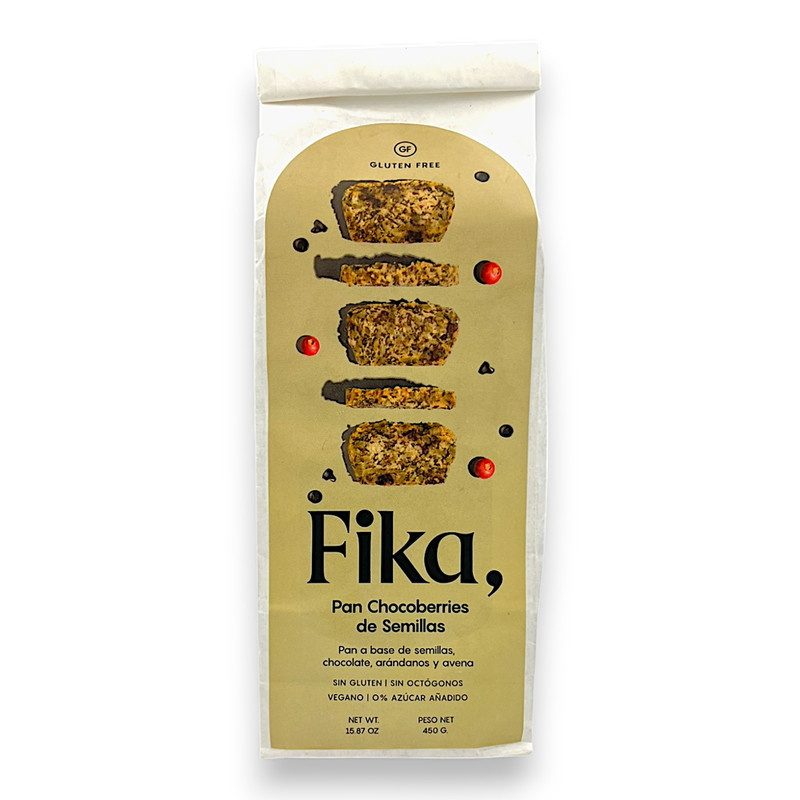 PAN DE CHOCOLATE Y CRANBERRIES CON AVENA SIN GLUTEN 450G - FIKA