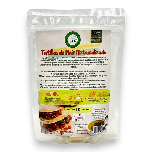 [2662] TORTILLA DE MAIZ NIXTAMALIZADO NATURAL 10 UNID - AVANTARI