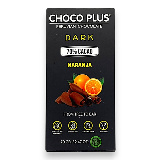 [3109] CHOCOLATE 70% NARANJA 70G - CHOCOPLUS