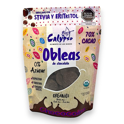 [1643] MONEDAS DE CHOCOLATE 70% C/ERIT Y STEV 150G - CALYPSO