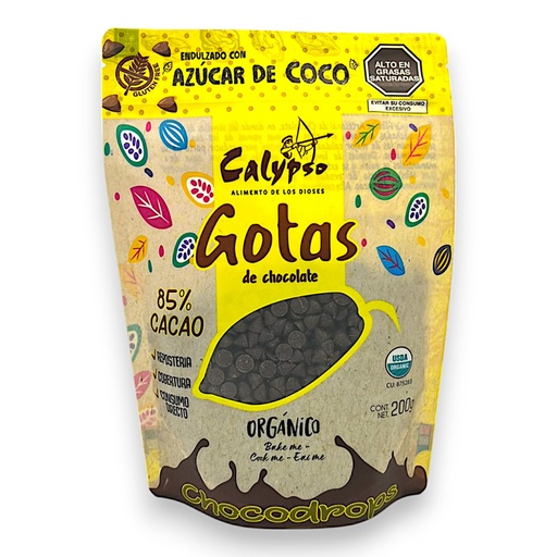 [1745] GOTAS DE CHOCOLATE 85% C/COCO SUGAR BOLSA 200G - CALYPSO