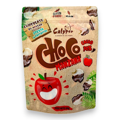 [2643] CHOCOMANZANA 70% STEVIA Y ERITRITOL 50G - CALYPSO