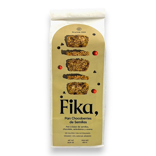 [3067] PAN DE CHOCOLATE Y CRANBERRIES CON AVENA SIN GLUTEN 450G - FIKA