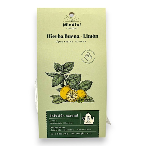 [3218] INFUSION NATURAL HIERBA BUENA Y LIMON 30G - MINDFUL HERBS